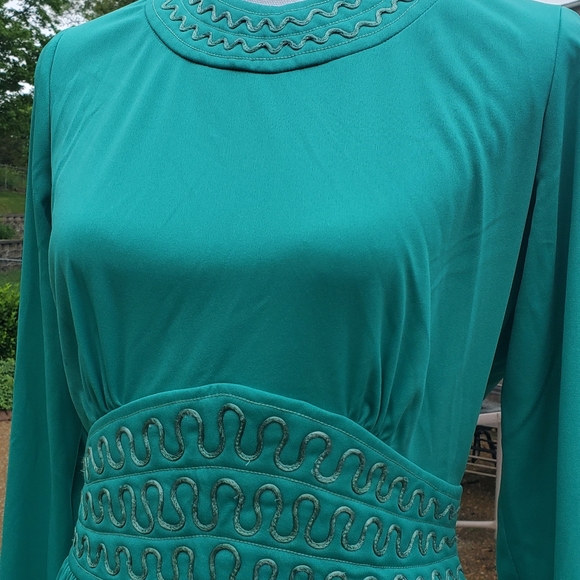 Vintage Mary Mason Green long sleeve dress 12 - Picture 3 of 11